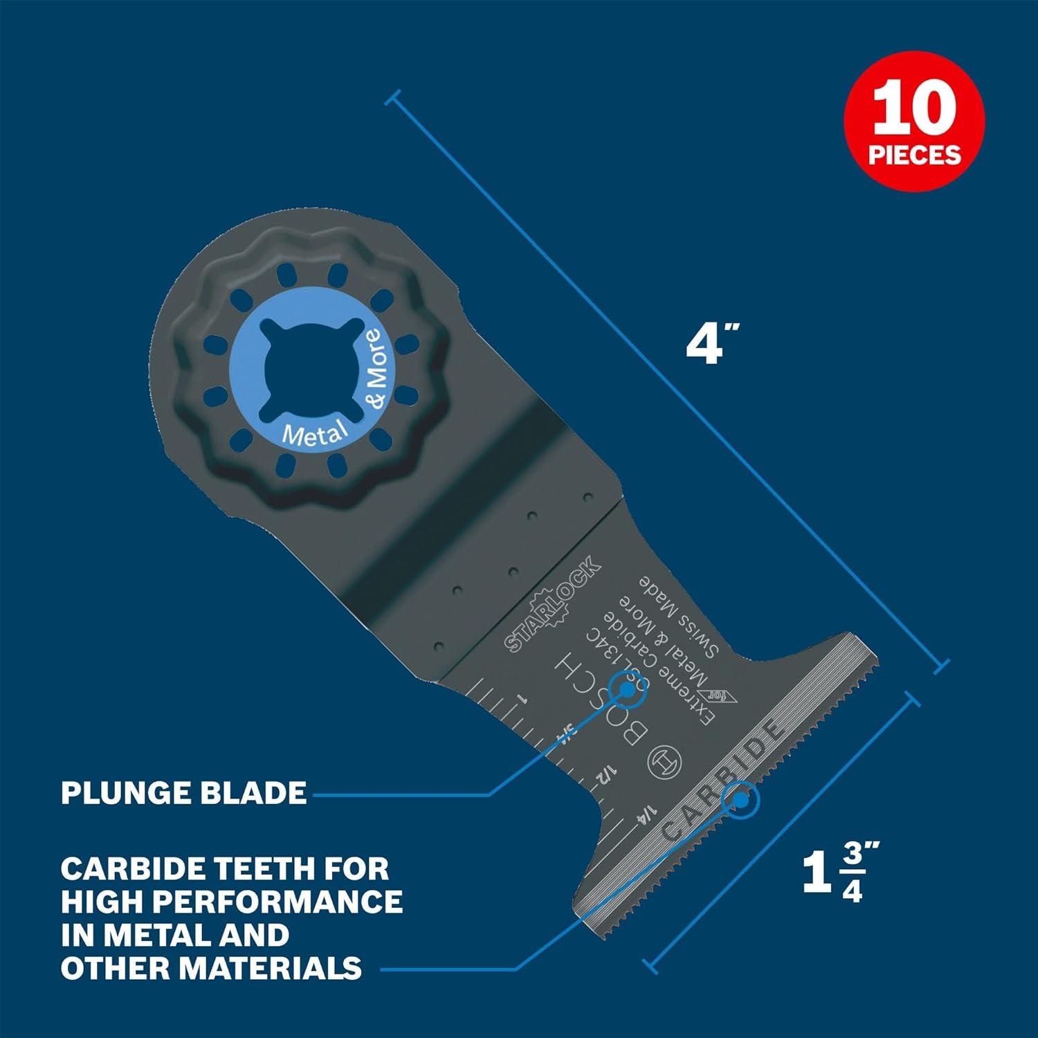 imageBOSCH 114 Inch OSL114C3 Starlock Carbide Plunge Cut Blade 3Pack Professional Oscillating MultiTool Accessory with 3D Fit Interface 30X Longer Life Compatible with OIS Tools134 in