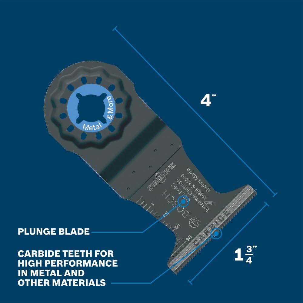 imageBOSCH 114 Inch OSL114C3 Starlock Carbide Plunge Cut Blade 3Pack Professional Oscillating MultiTool Accessory with 3D Fit Interface 30X Longer Life Compatible with OIS Tools134 In