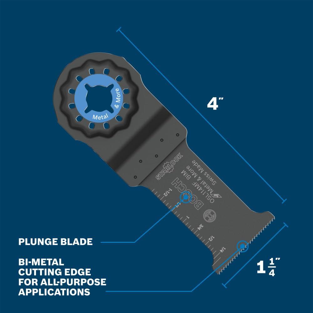imageBOSCH 114 Inch OSL114C3 Starlock Carbide Plunge Cut Blade 3Pack Professional Oscillating MultiTool Accessory with 3D Fit Interface 30X Longer Life Compatible with OIS Tools114 In