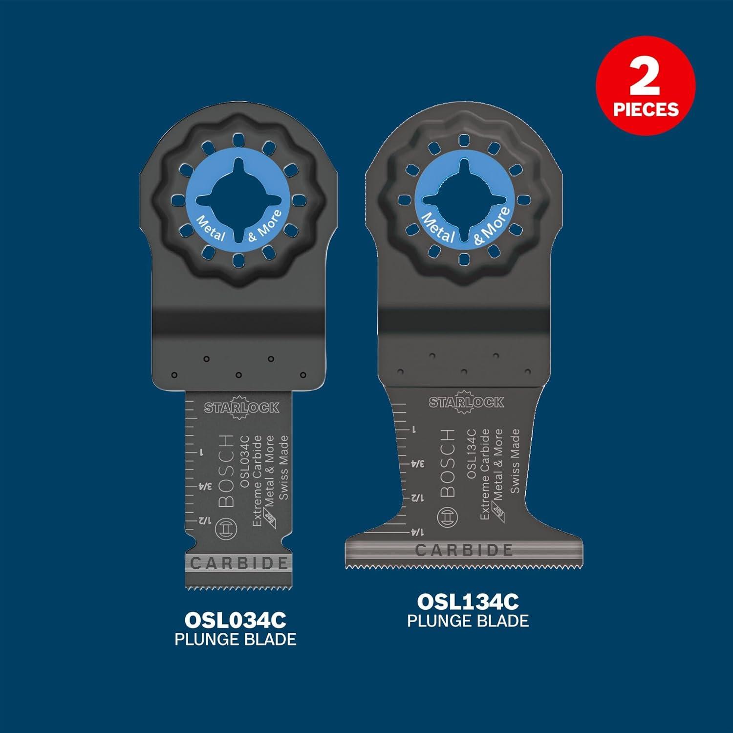 imageBOSCH 114 Inch OSL114C3 Starlock Carbide Plunge Cut Blade 3Pack Professional Oscillating MultiTool Accessory with 3D Fit Interface 30X Longer Life Compatible with OIS Tools134 In 34 In