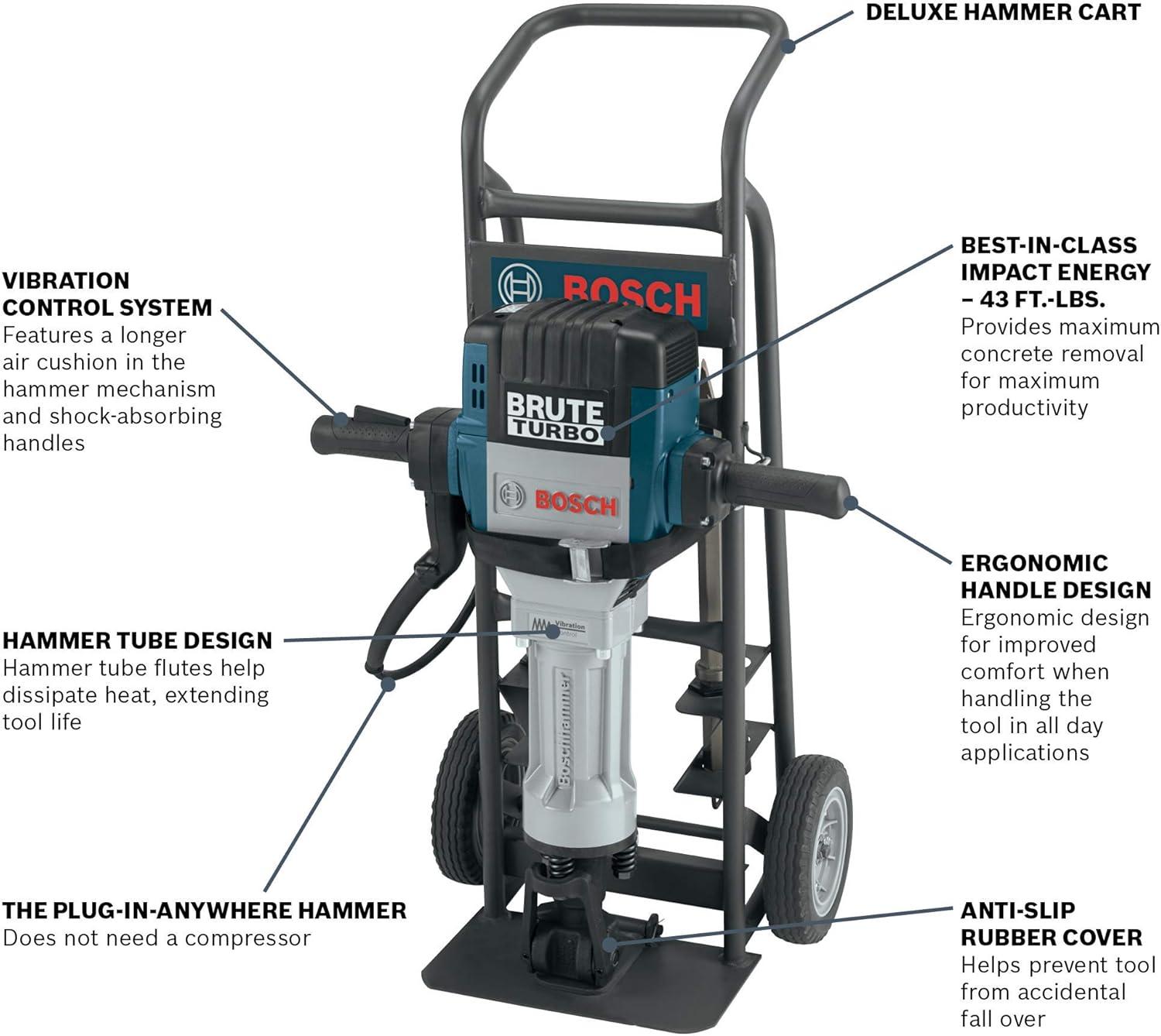 imageBOSCH BH2770VCD 120Volt 118 Hex Breaker Hammer Brute Turbo Deluxe Kit with Deluxe CartHex Breaker Hammer Brute Turbo Deluxe Kit