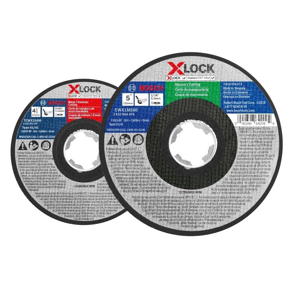 imageBOSCH CWX1M500 5 in x 116 in XLock Masonry Cutting Abrasive Wheel 24 Grit Compatible with 78 in Arbor Type 1A ISO 41 for Applications in Masonry CuttingType 1A MetalStainless