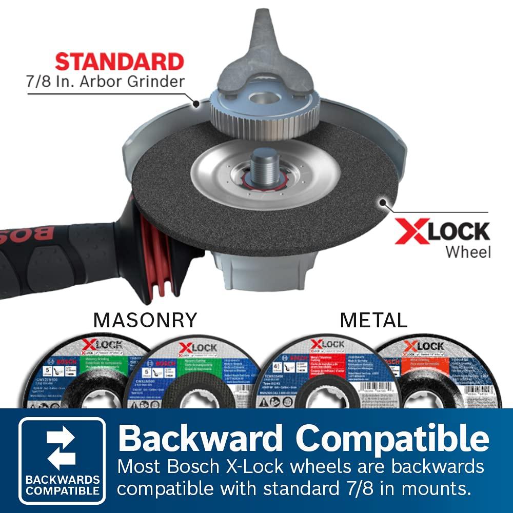 imageBOSCH CWX1M500 5 in x 116 in XLock Masonry Cutting Abrasive Wheel 24 Grit Compatible with 78 in Arbor Type 1A ISO 41 for Applications in Masonry CuttingType 1A MetalStainless