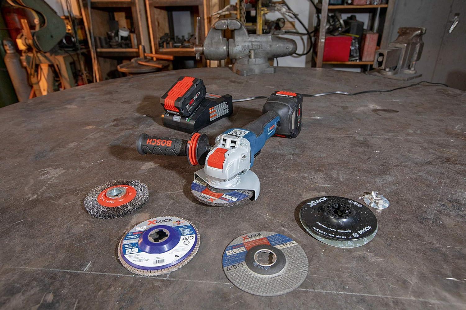 imageBOSCH CWX1M500 5 in x 116 in XLock Masonry Cutting Abrasive Wheel 24 Grit Compatible with 78 in Arbor Type 1A ISO 41 for Applications in Masonry CuttingType 27A Metal