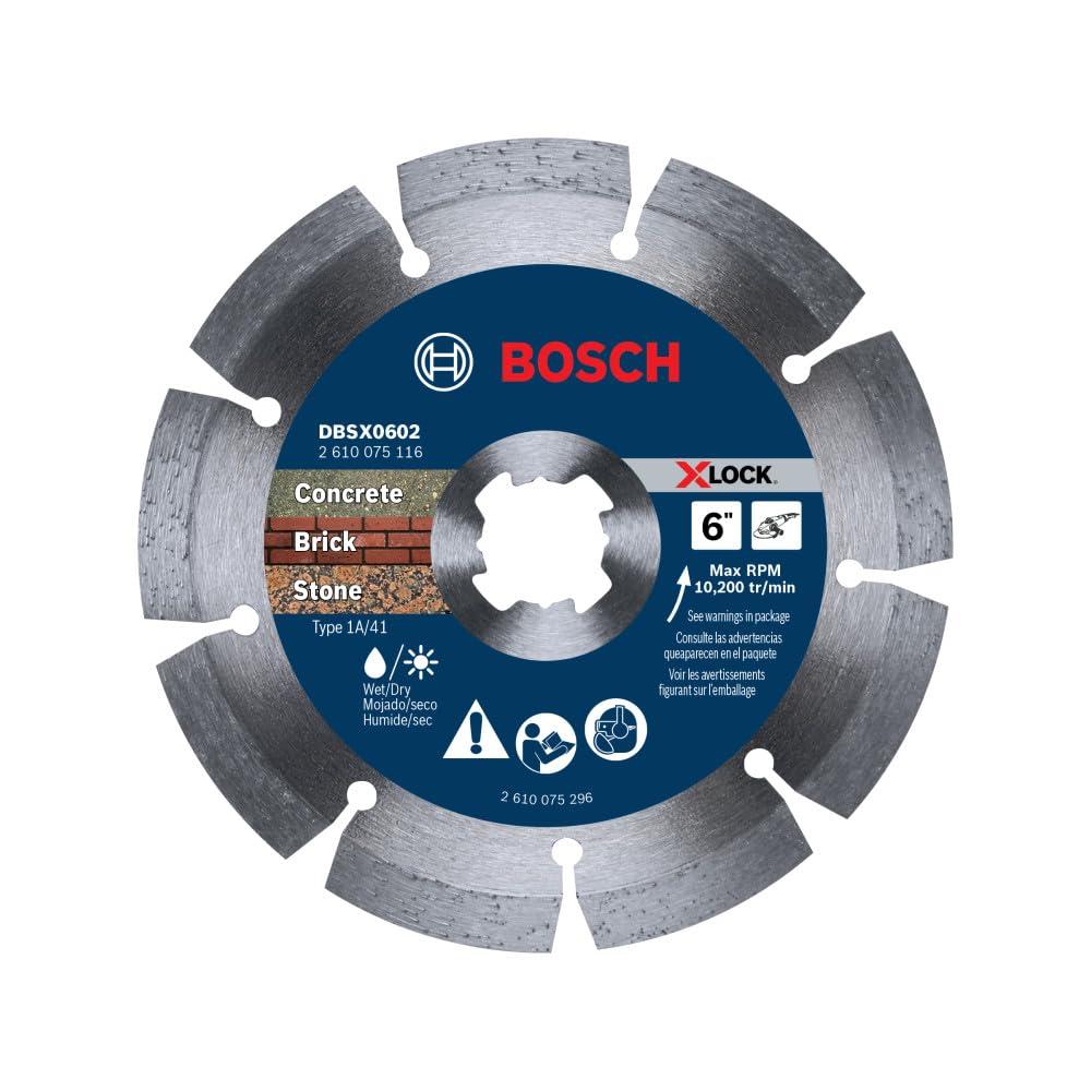 imageBOSCH DBSX04502 412 in XLock Premium Segmented Rim Diamond Blade 5X Faster Change Long Life Concrete Brick Block XLock amp Standard Angle Grinders6 DIAMETER