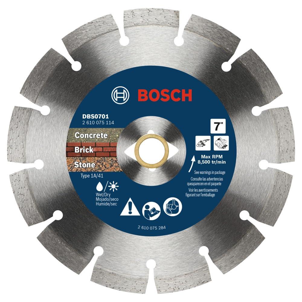 imageBOSCH DBSX04502 412 in XLock Premium Segmented Rim Diamond Blade 5X Faster Change Long Life Concrete Brick Block XLock amp Standard Angle Grinders7 DIAMETER
