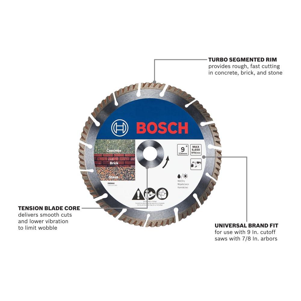 imageBOSCH DBSX04502 412 in XLock Premium Segmented Rim Diamond Blade 5X Faster Change Long Life Concrete Brick Block XLock amp Standard Angle Grinders9 DIAMETER