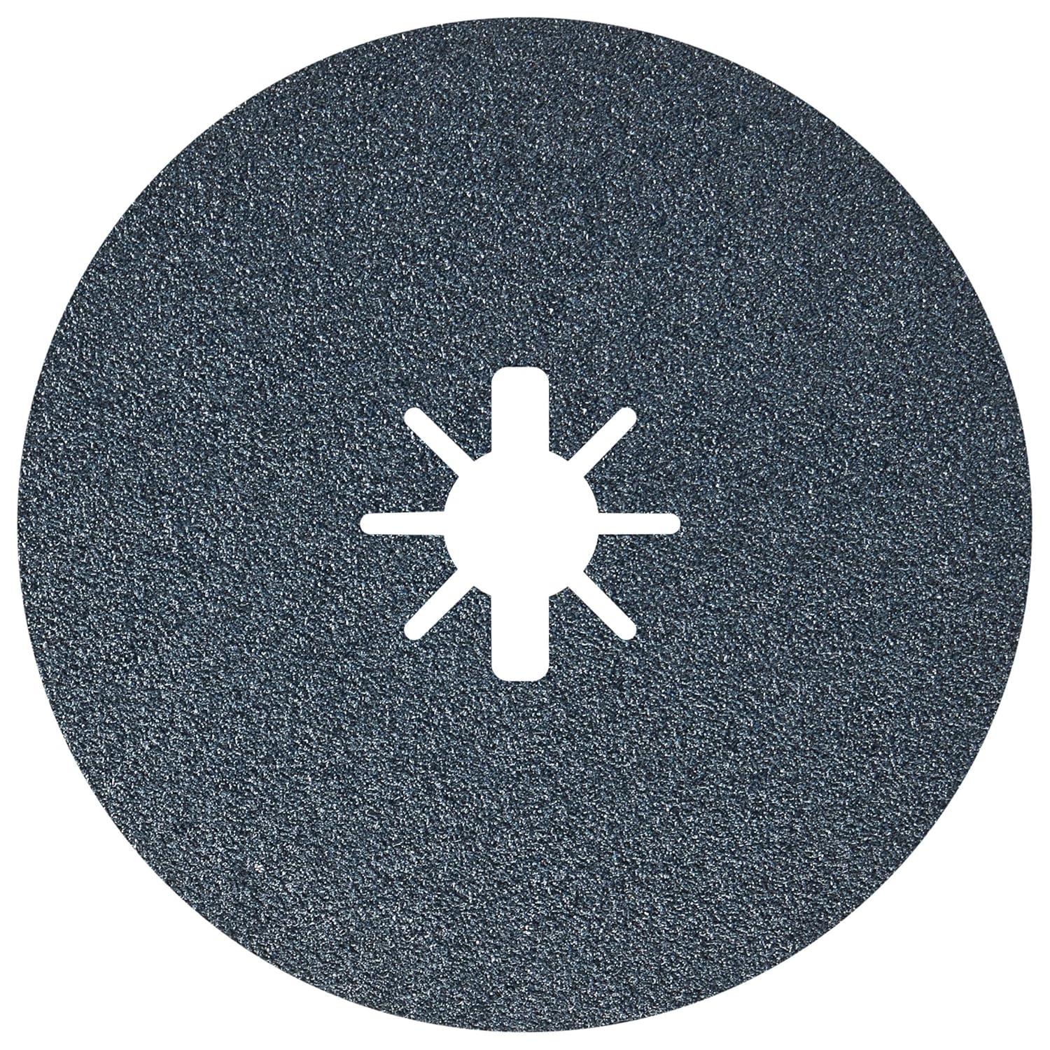imageBOSCH FBX5100 25Pack 5 In XLOCK Fine Grit Abrasive Fiber Discs 100 Grit Compatible with 78 In Arbor for Applications in Metal Surface Finishing Weld Blending Rust Removal6 In