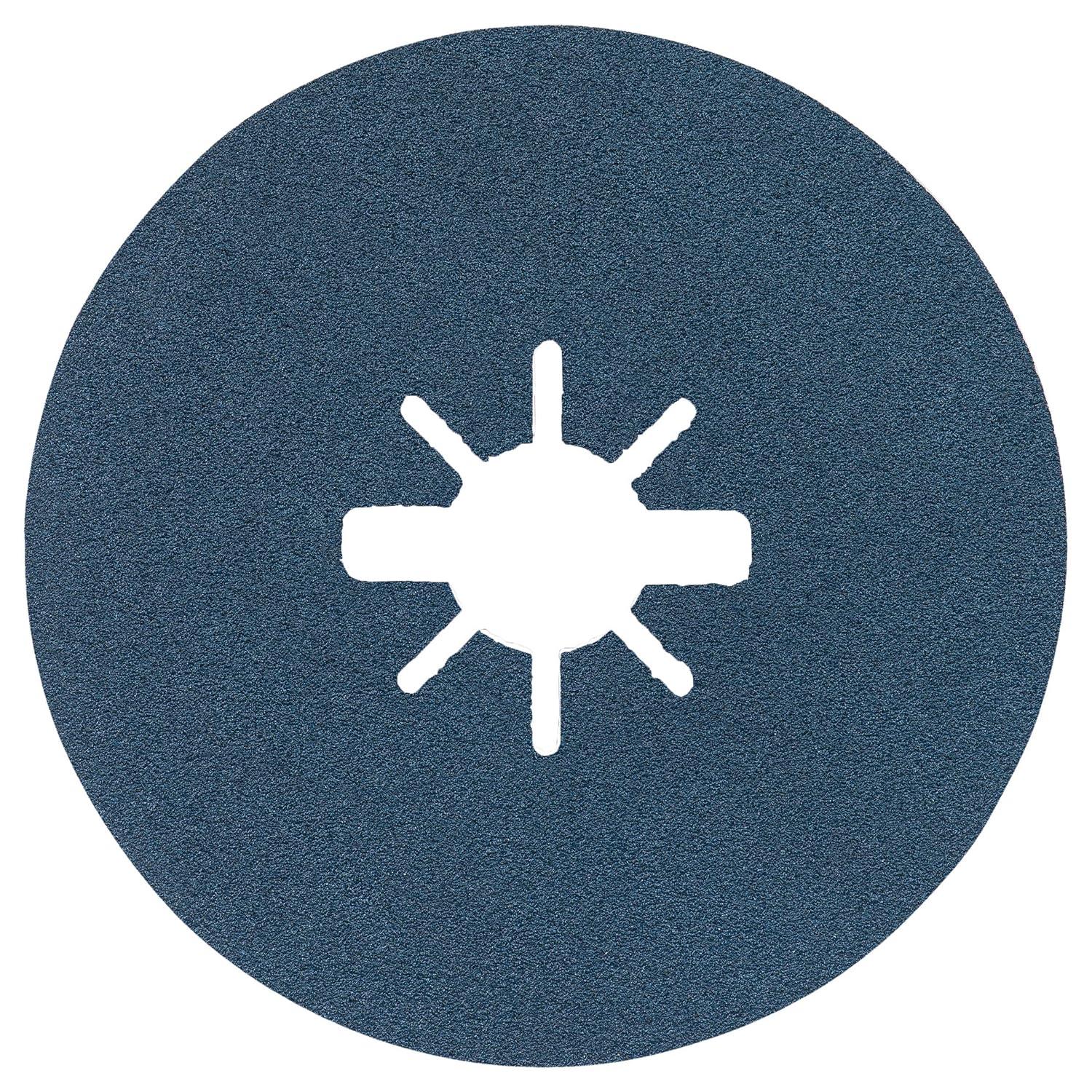 imageBOSCH FBX5100 25Pack 5 In XLOCK Fine Grit Abrasive Fiber Discs 100 Grit Compatible with 78 In Arbor for Applications in Metal Surface Finishing Weld Blending Rust Removal412 In