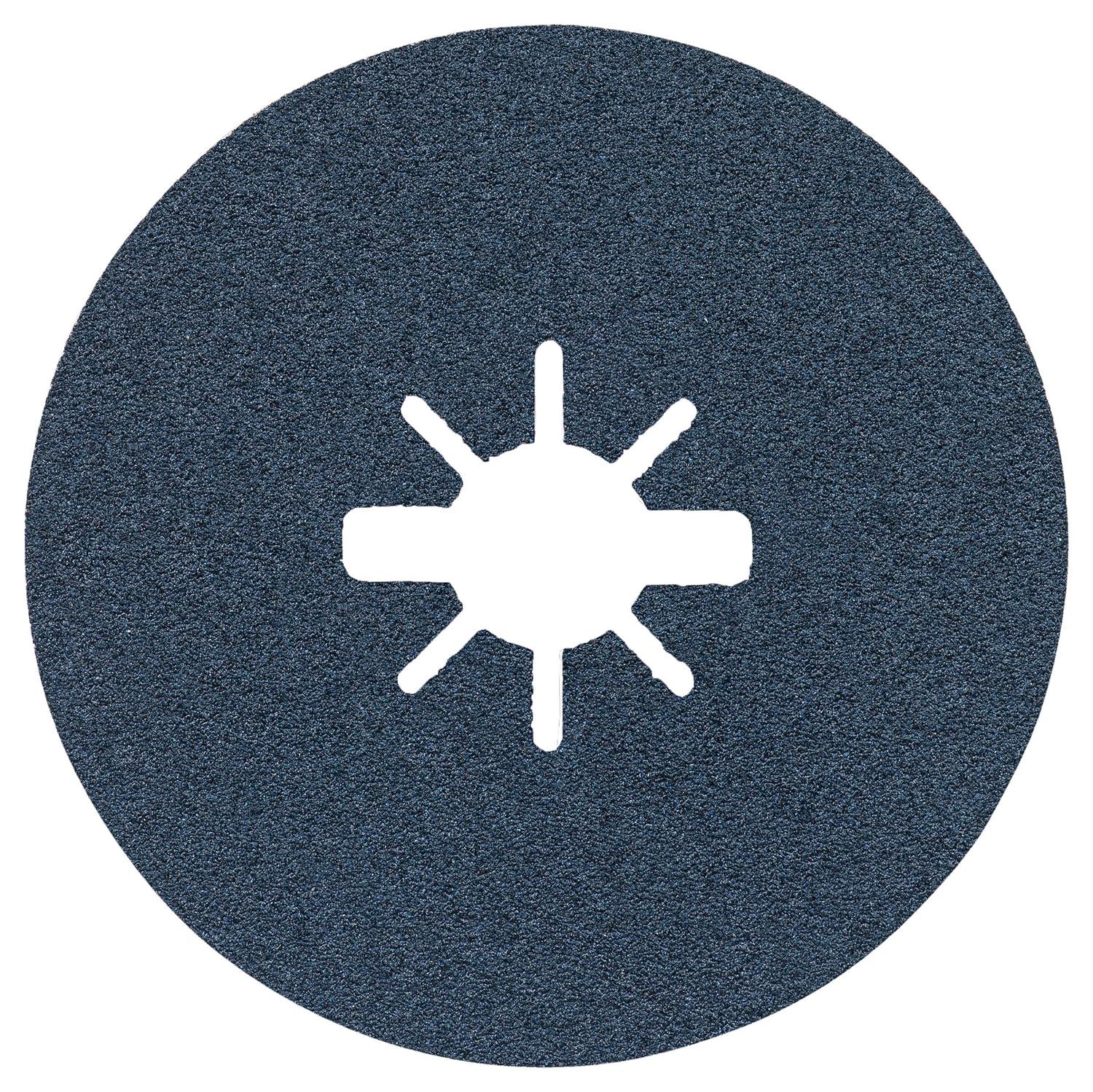 imageBOSCH FBX5100 25Pack 5 In XLOCK Fine Grit Abrasive Fiber Discs 100 Grit Compatible with 78 In Arbor for Applications in Metal Surface Finishing Weld Blending Rust Removal412 In