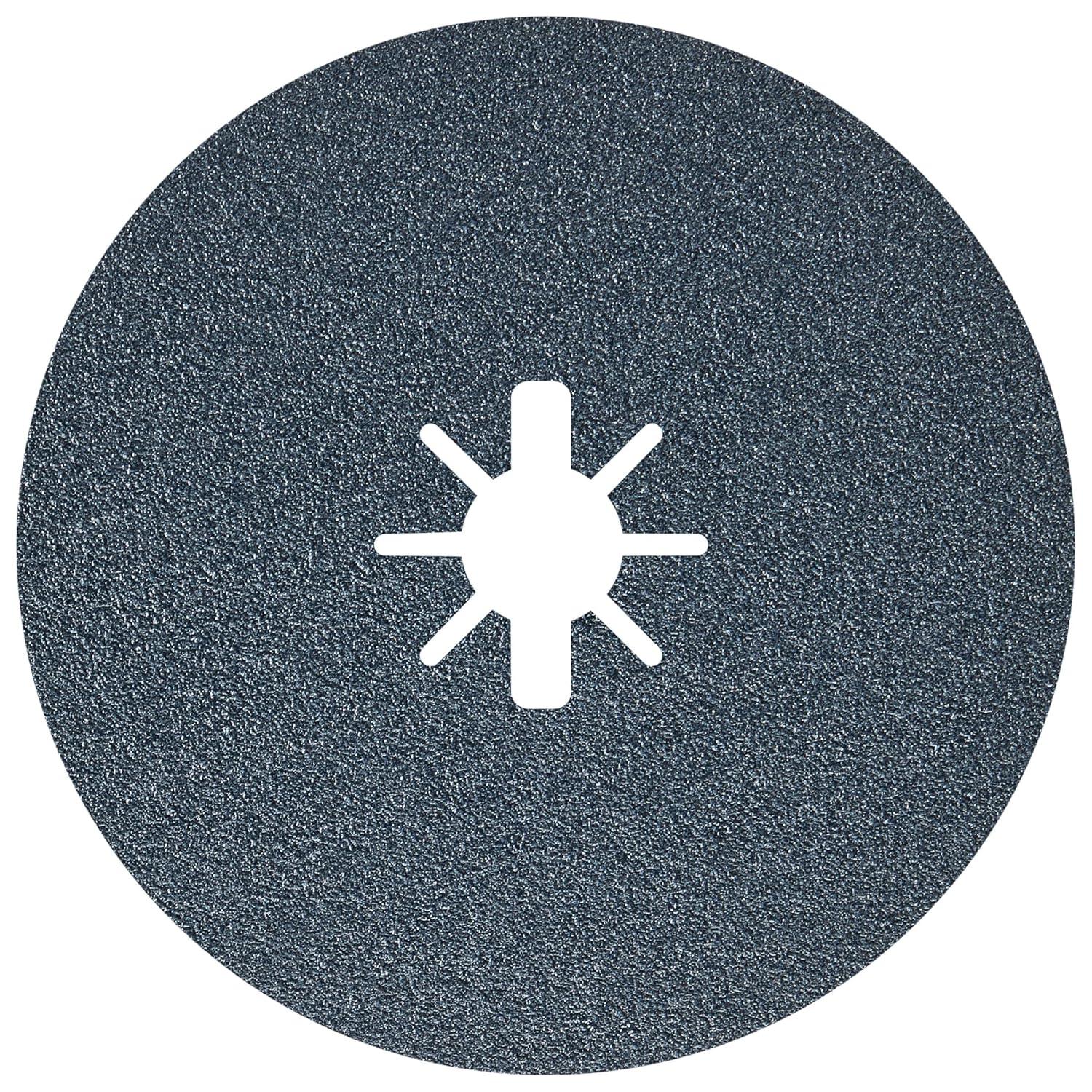 imageBOSCH FBX5100 25Pack 5 In XLOCK Fine Grit Abrasive Fiber Discs 100 Grit Compatible with 78 In Arbor for Applications in Metal Surface Finishing Weld Blending Rust Removal6 In