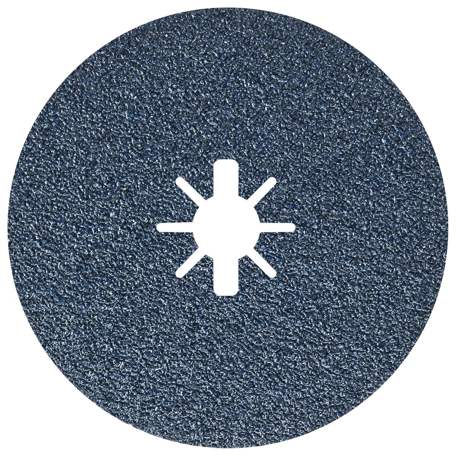imageBOSCH FBX5100 25Pack 5 In XLOCK Fine Grit Abrasive Fiber Discs 100 Grit Compatible with 78 In Arbor for Applications in Metal Surface Finishing Weld Blending Rust Removal6 In