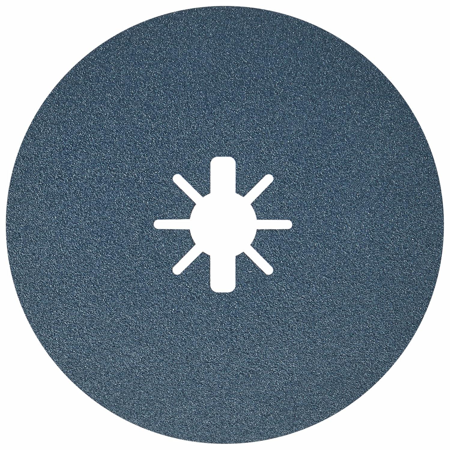imageBOSCH FBX5100 25Pack 5 In XLOCK Fine Grit Abrasive Fiber Discs 100 Grit Compatible with 78 In Arbor for Applications in Metal Surface Finishing Weld Blending Rust Removal6 In