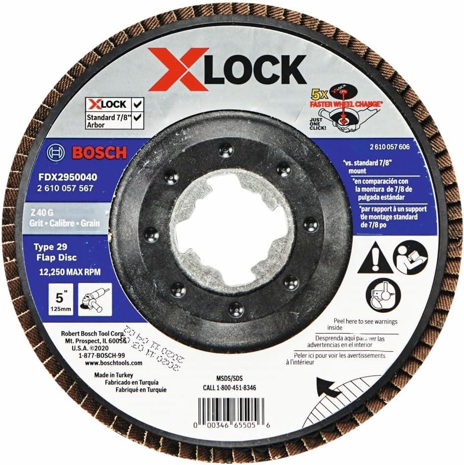 imageBOSCH FDX2750080 1Piece 5 In XLOCK Flap Disc 80 Grit Compatible with 78 In Arbor Type 27 for Applications in Metal Blending and Grinding5 In