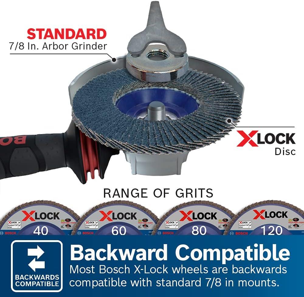 imageBOSCH FDX2750080 1Piece 5 In XLOCK Flap Disc 80 Grit Compatible with 78 In Arbor Type 27 for Applications in Metal Blending and Grinding5 In