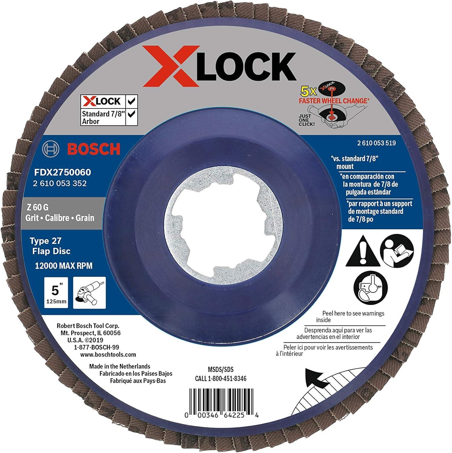 imageBOSCH FDX2750080 1Piece 5 In XLOCK Flap Disc 80 Grit Compatible with 78 In Arbor Type 27 for Applications in Metal Blending and Grinding5 In