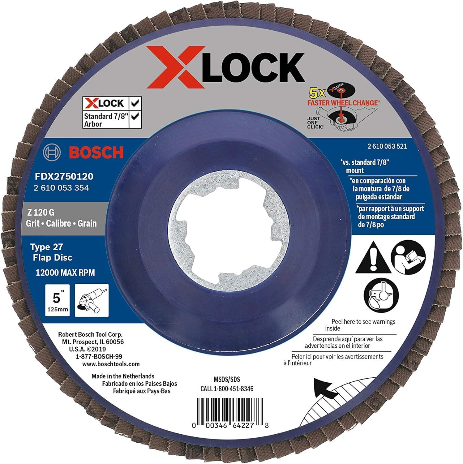 imageBOSCH FDX2750080 1Piece 5 In XLOCK Flap Disc 80 Grit Compatible with 78 In Arbor Type 27 for Applications in Metal Blending and Grinding5 In