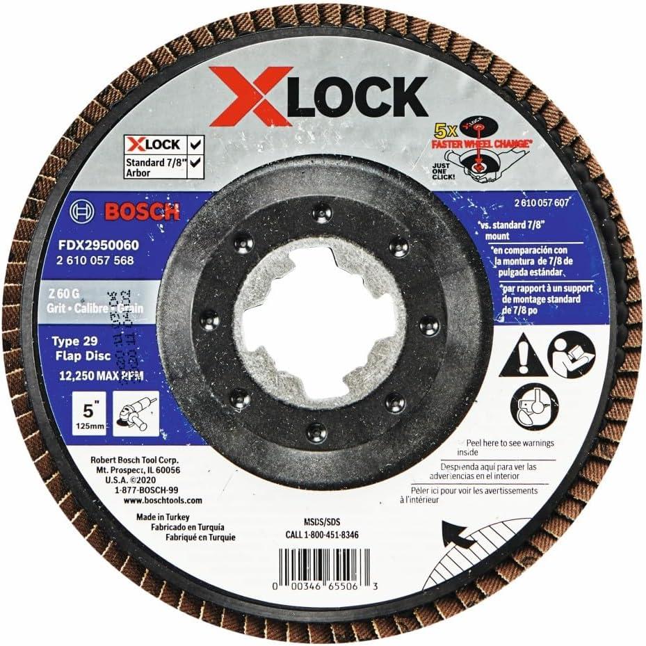 imageBOSCH FDX2750080 1Piece 5 In XLOCK Flap Disc 80 Grit Compatible with 78 In Arbor Type 27 for Applications in Metal Blending and Grinding5 In