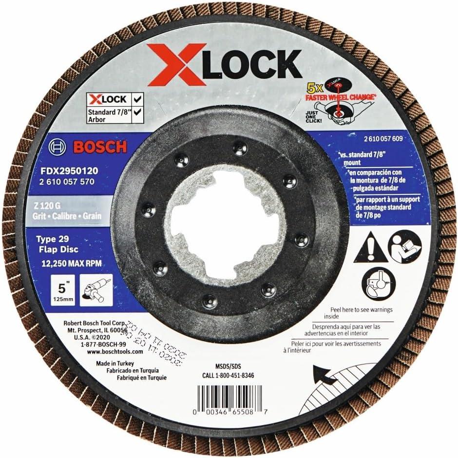 imageBOSCH FDX2750080 1Piece 5 In XLOCK Flap Disc 80 Grit Compatible with 78 In Arbor Type 27 for Applications in Metal Blending and Grinding5 In