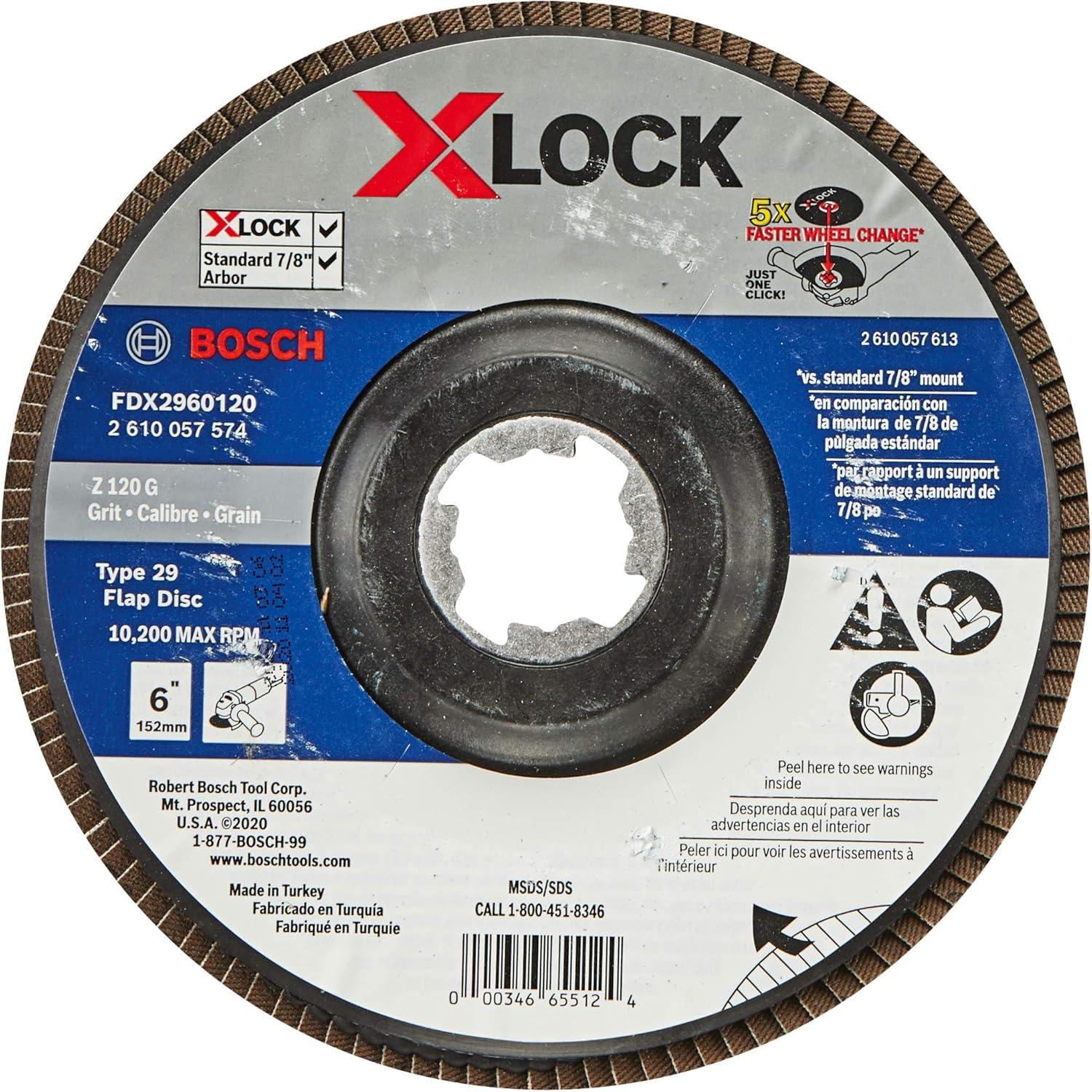 imageBOSCH FDX2750080 1Piece 5 In XLOCK Flap Disc 80 Grit Compatible with 78 In Arbor Type 27 for Applications in Metal Blending and Grinding6 In