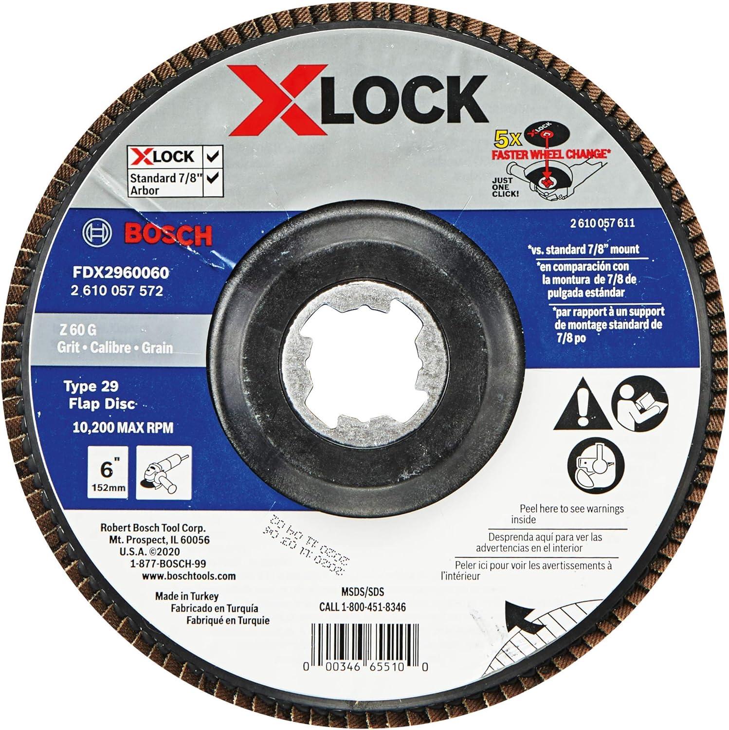 imageBOSCH FDX2750080 1Piece 5 In XLOCK Flap Disc 80 Grit Compatible with 78 In Arbor Type 27 for Applications in Metal Blending and Grinding6 In