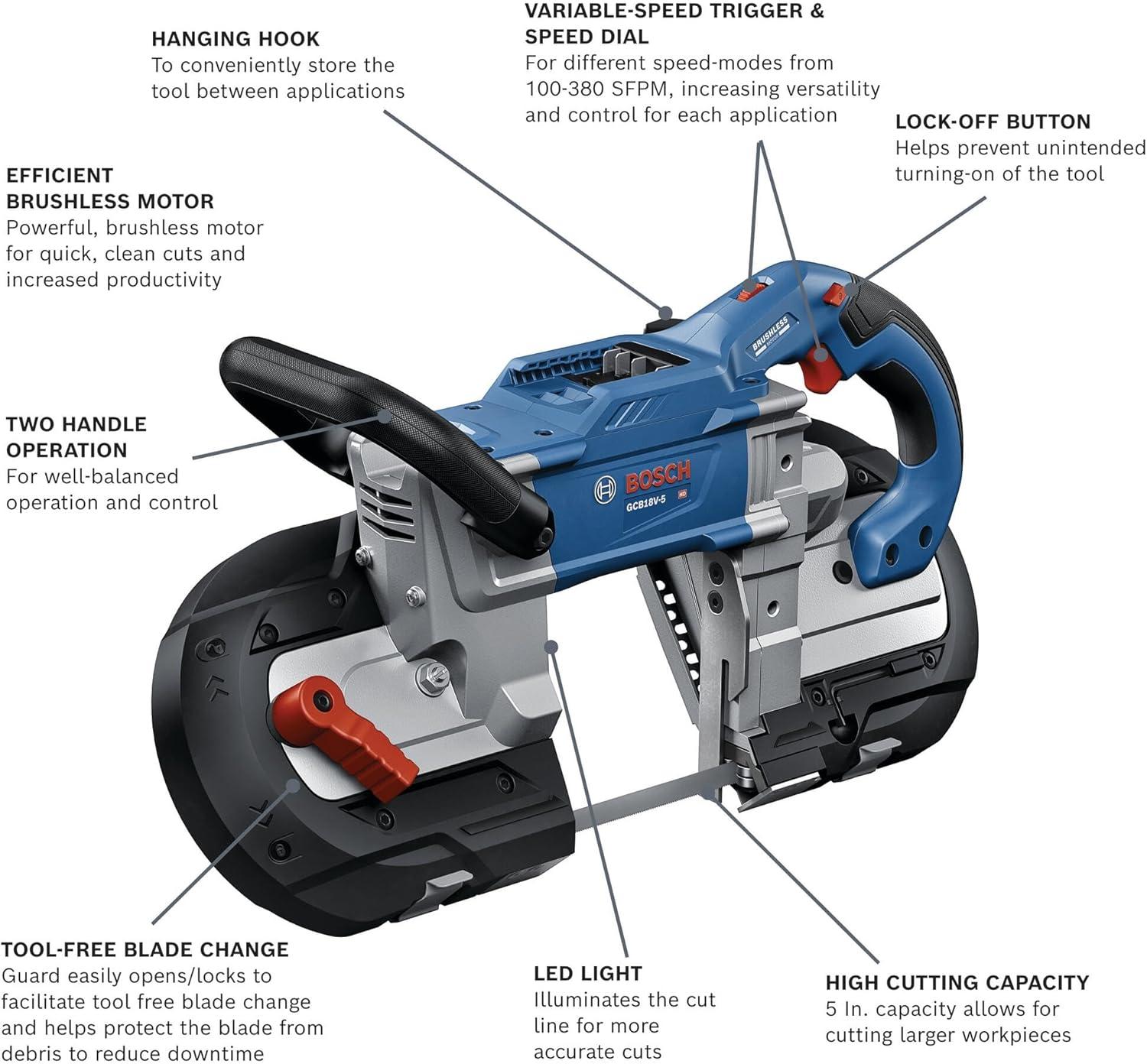 imageBOSCH GCB18V5B26 18V 5 In Deep Cut Band Saw KitTool Only