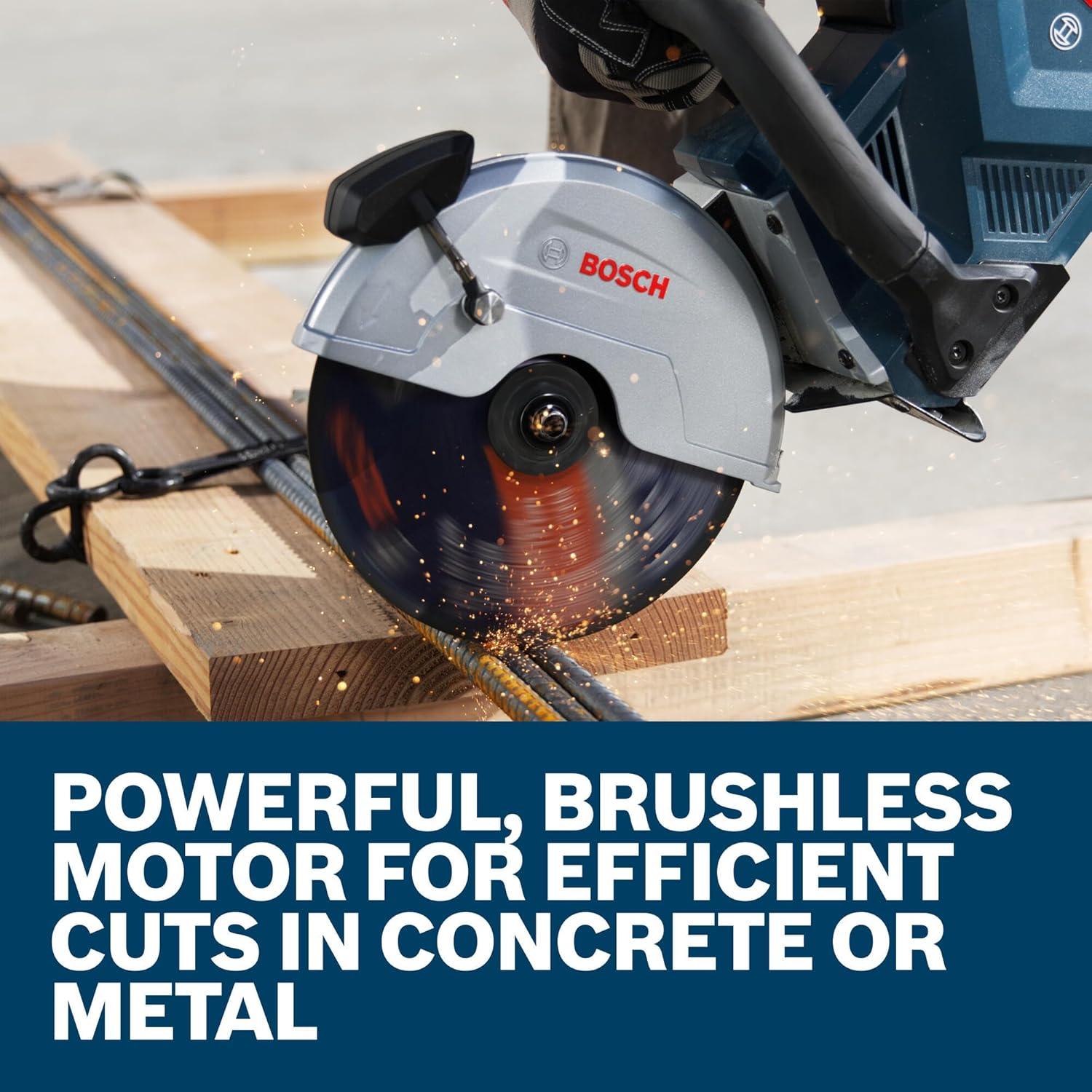 imageBOSCH GCS18V230N 18V Brushless Cordless 9Inch Cutoff Saw for Concrete amp Metal Cutting Lightweight Ergonomic Design 6Position Cutting Guard Water ShutOff Valve Easy Wheel Change Bare ToolBare Tool