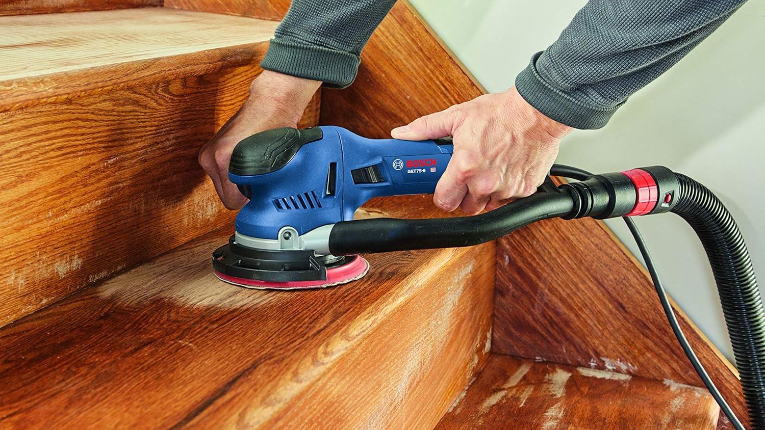 imageBOSCH GET756N Electric Orbital Sander Polisher 75 Amp Corded 6 Inch Disc Size DualMode Random Orbit amp Turbo6 Inch