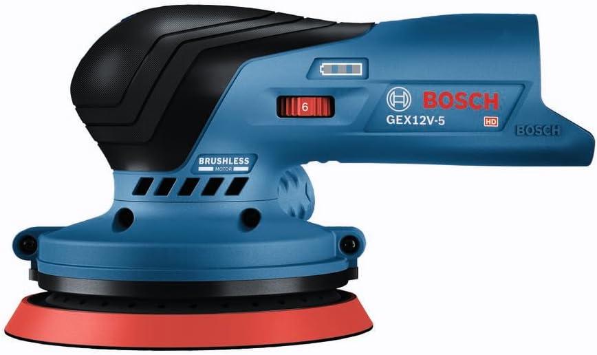 imageBOSCH GEX12V5N 12V Max Brushless 5 Random Orbit Sander Ergonomic Palm Grip Dust Collection System Speed Selector SoftStart Technology Bare Tool