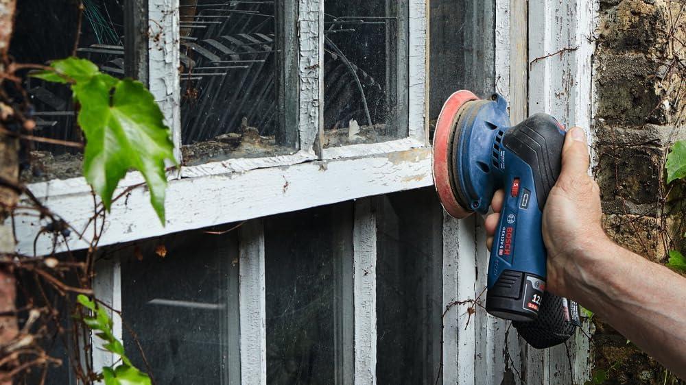 imageBOSCH GEX12V5N 12V Max Brushless 5 Random Orbit Sander Ergonomic Palm Grip Dust Collection System Speed Selector SoftStart Technology Bare Tool