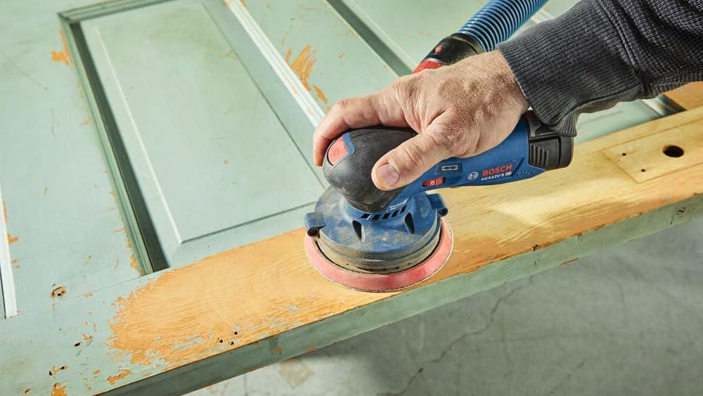 imageBOSCH GEX12V5N 12V Max Brushless 5 Random Orbit Sander Ergonomic Palm Grip Dust Collection System Speed Selector SoftStart Technology Bare Tool