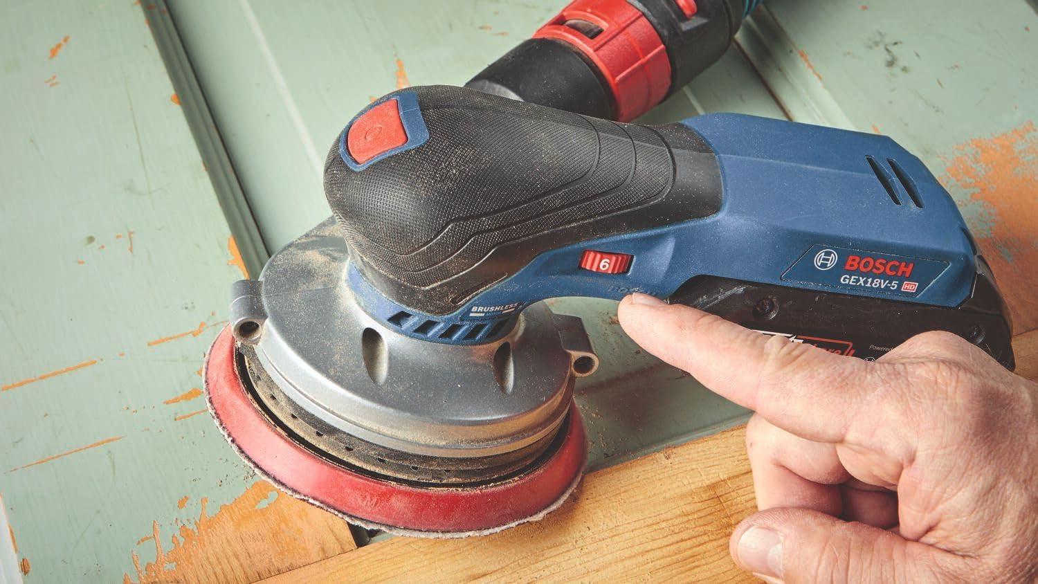 imageBOSCH GEX18V5N 18V Brushless 5 Inch Cordless Random Orbit Sander Bare ToolTool Only