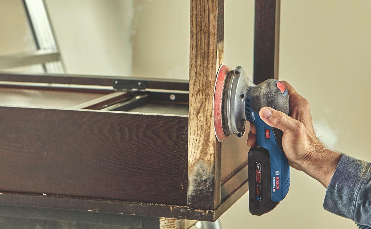 imageBOSCH GEX18V5N 18V Brushless 5 Inch Cordless Random Orbit Sander Bare ToolW 18V 4 Ah Battery