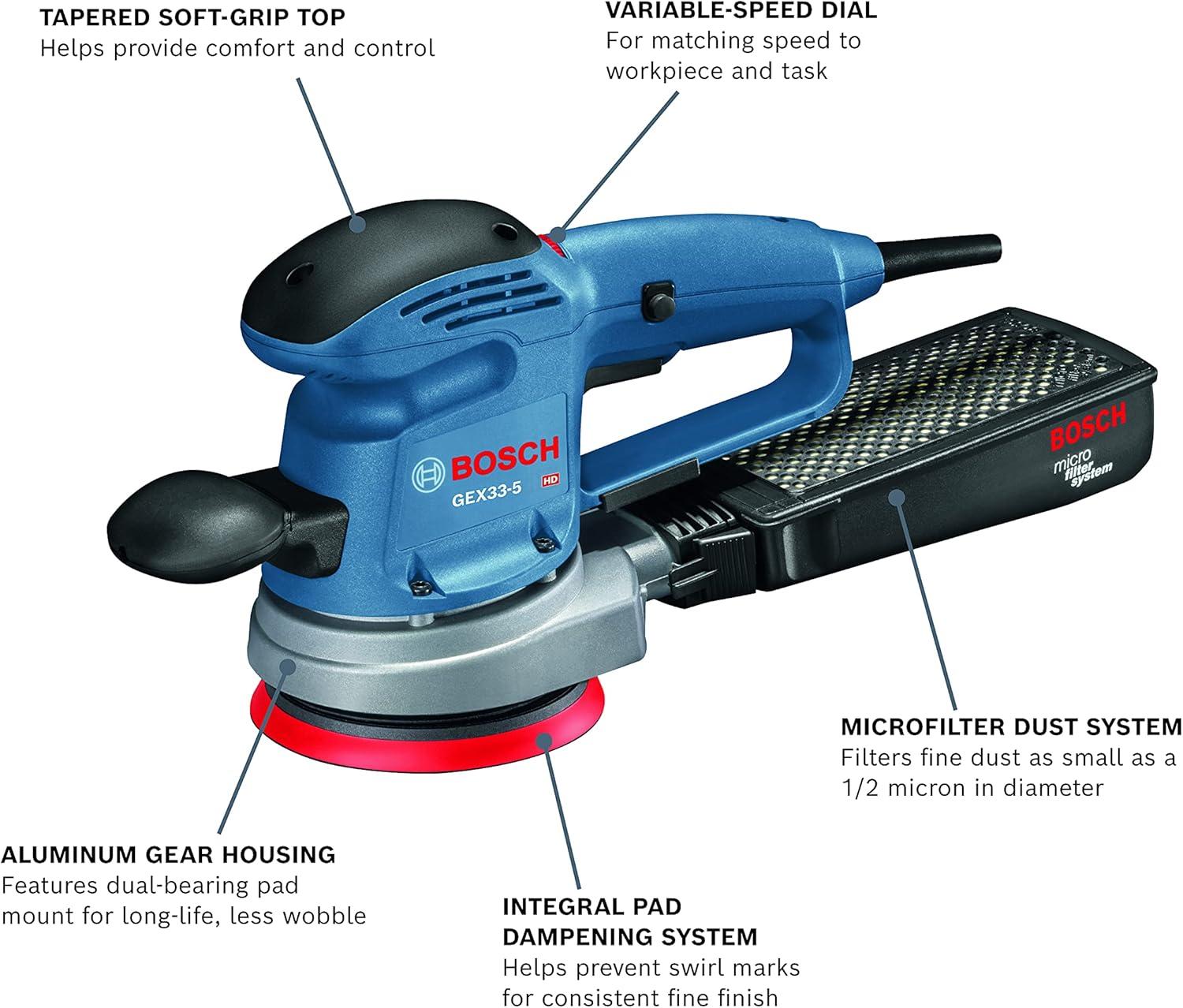 imageBOSCH GEX335N 5 In MultiHole Random Orbit SanderPolisher