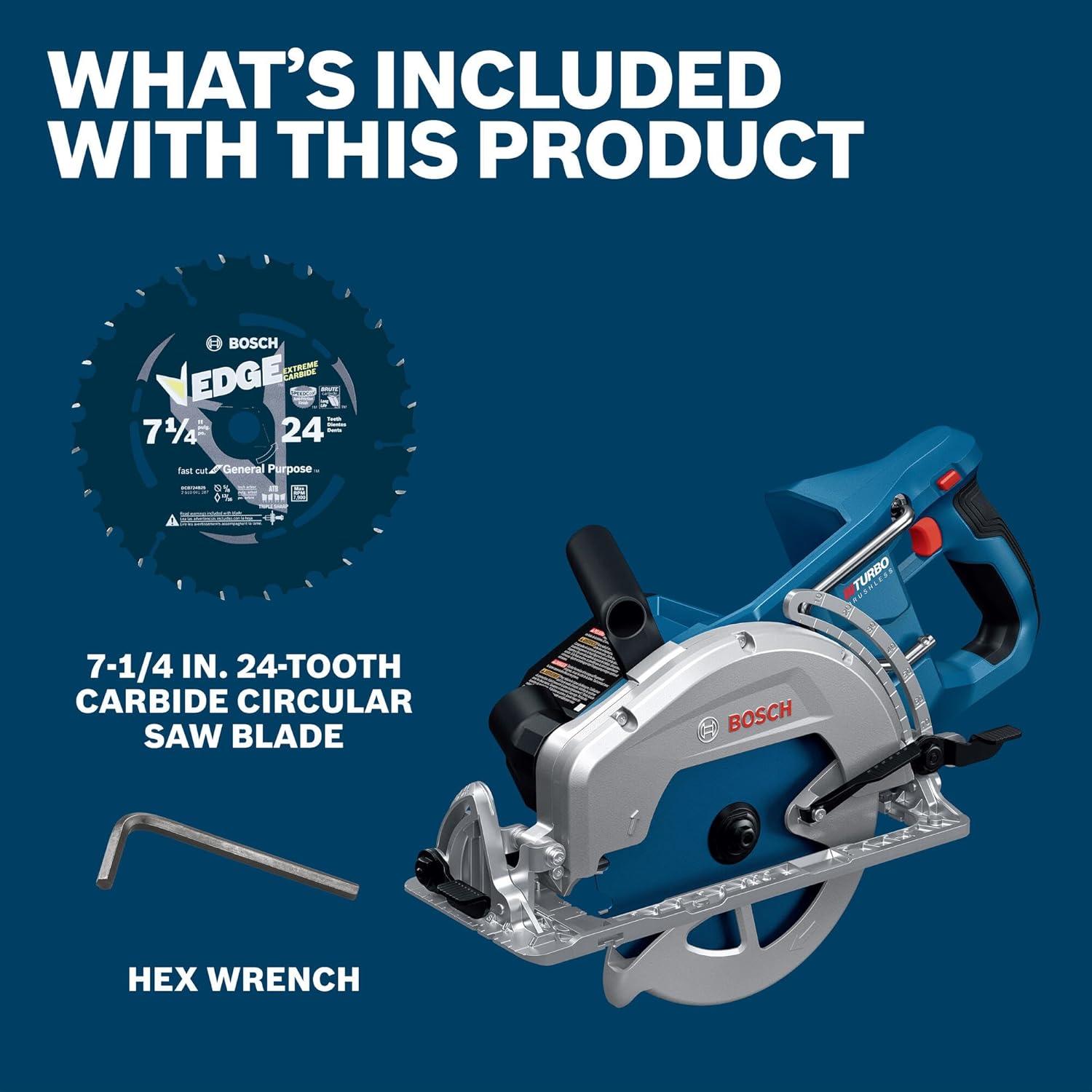 imageBOSCH GKW18V26N PROFACTOR 18V 714 Rear Handle Circular Saw BITURBO Brushless Technology 5000 RPM Lightweight Ergonomic Design Left Blade Orientation Electronic Brake Dust Port Bare Tool
