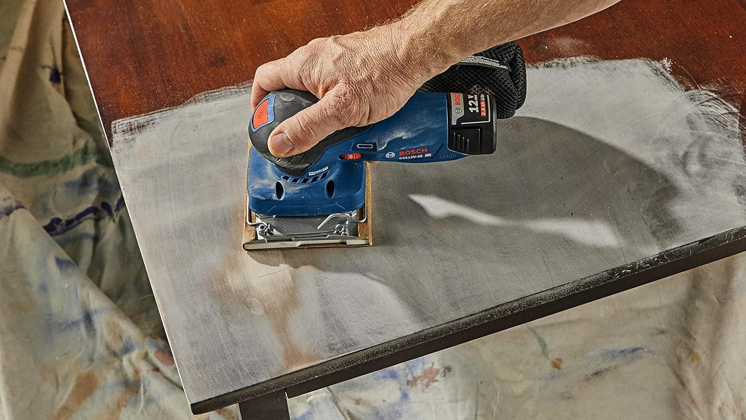 imageBOSCH GSS12V40N 12V Max Brushless Orbital Finishing Sander With Dust Bag 14 and 13 Sheet Bare Tool