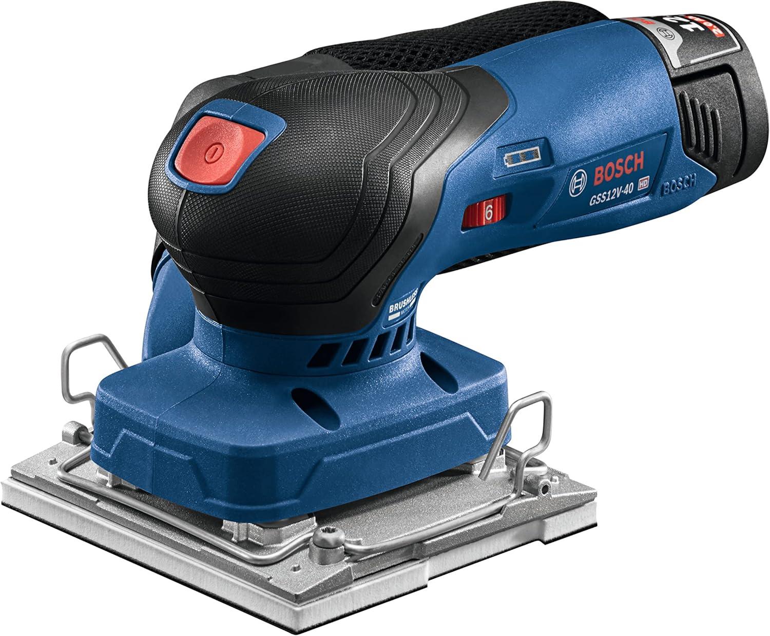 imageBOSCH GSS12V40N 12V Max Brushless Orbital Finishing Sander With Dust Bag 14 and 13 Sheet Bare Tool
