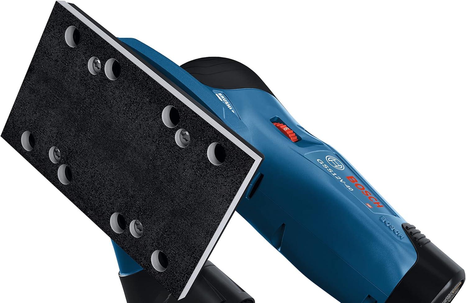 imageBOSCH GSS12V40N 12V Max Brushless Orbital Finishing Sander With Dust Bag 14 and 13 Sheet Bare Tool