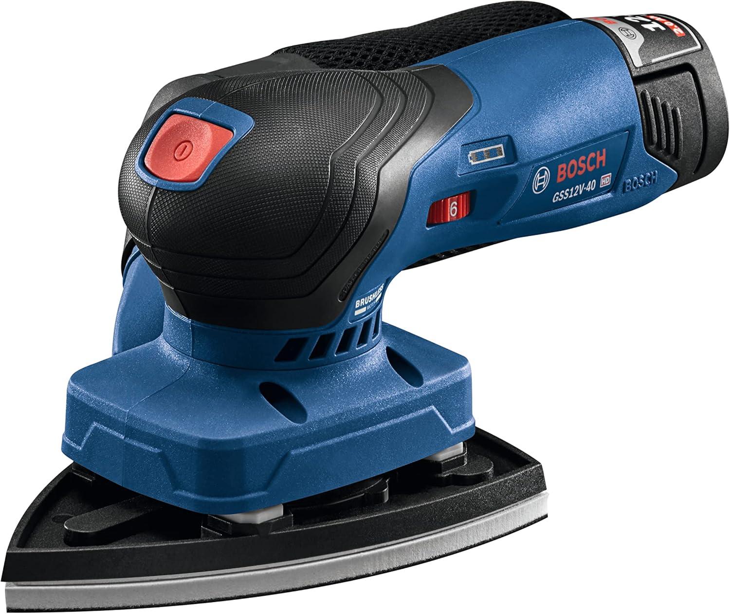 imageBOSCH GSS12V40N 12V Max Brushless Orbital Finishing Sander With Dust Bag 14 and 13 Sheet Bare Tool