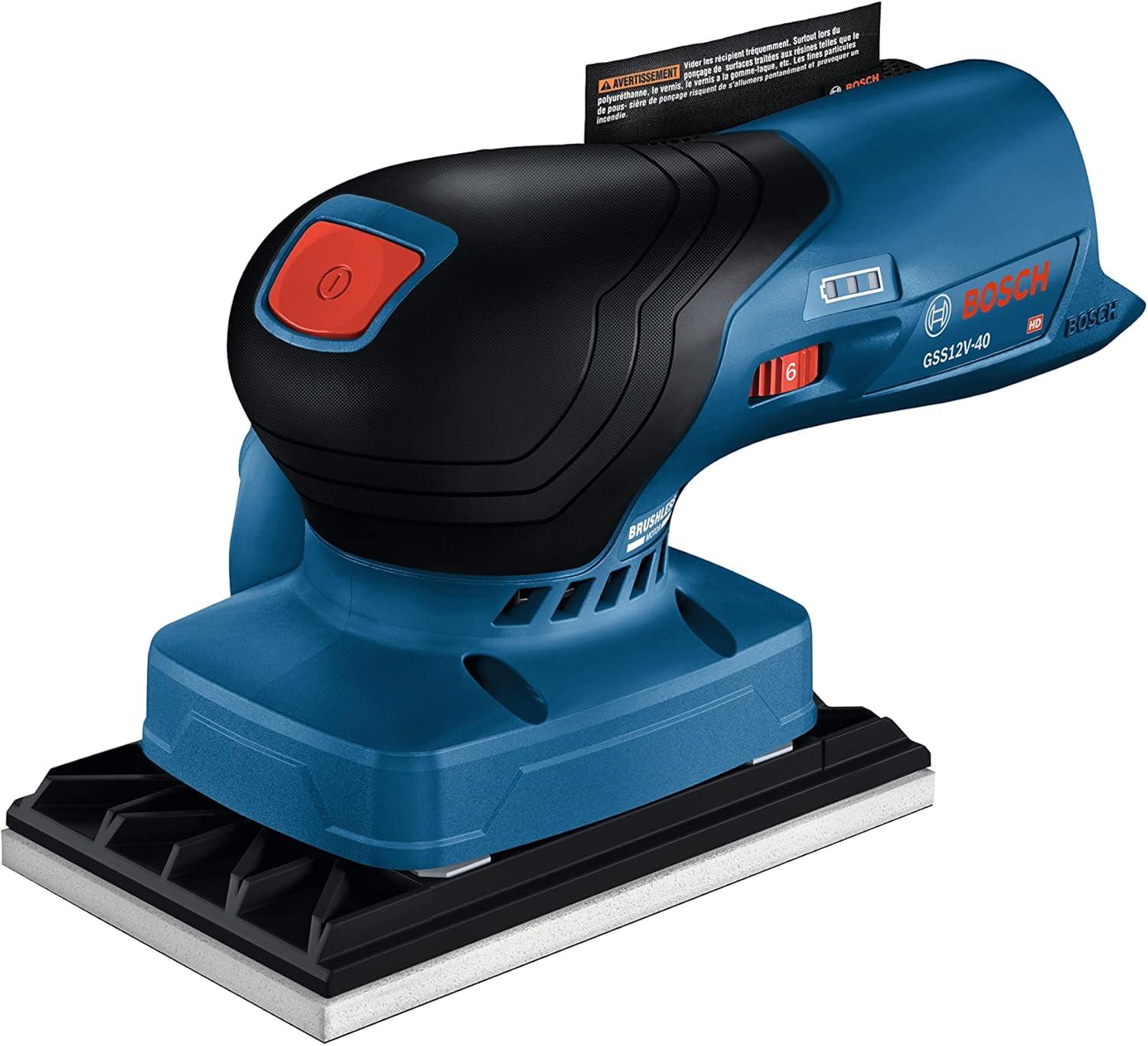 imageBOSCH GSS12V40N 12V Max Brushless Orbital Finishing Sander With Dust Bag 14 and 13 Sheet Bare Tool