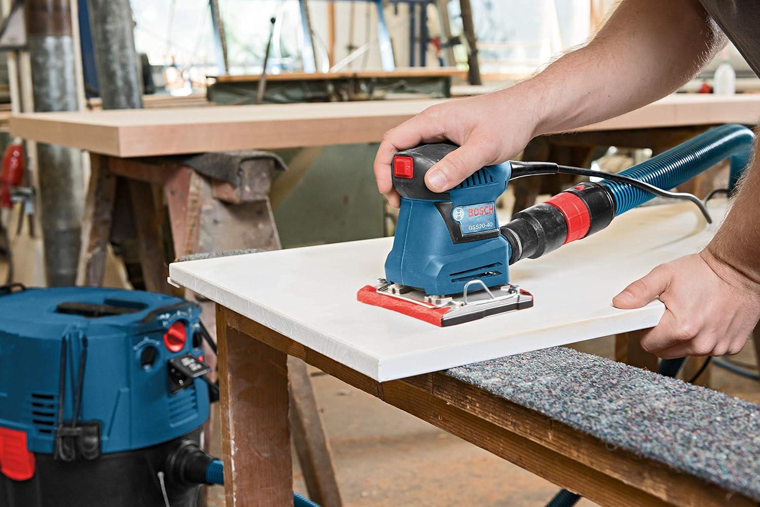 imageBOSCH GSS2040 Orbital Finishing Sander 14Sheet 2 Amp 12000 OPM with Dust Collector