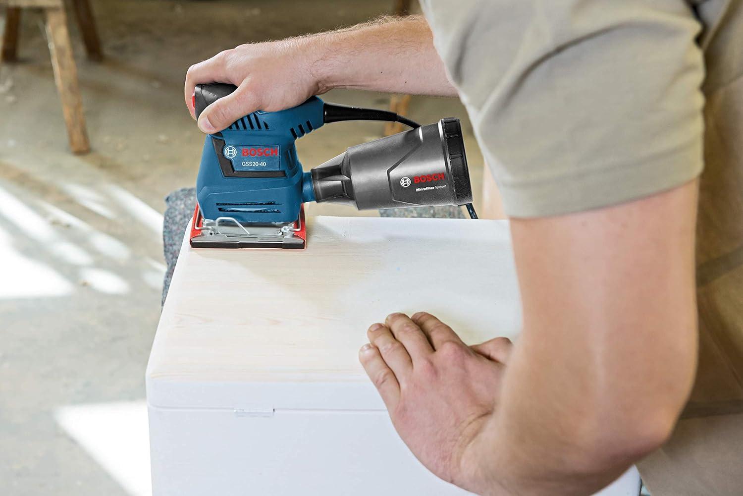 imageBOSCH GSS2040 Orbital Finishing Sander 14Sheet 2 Amp 12000 OPM with Dust Collector
