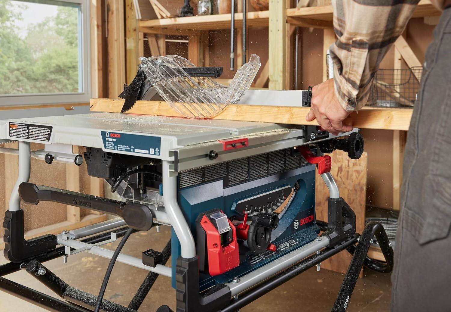 imageBOSCH GTS1510 10 Inch Portable Jobsite Table Saw with GravityRise Wheeled Stand 15 Amp 3218 Inch Rip Capacity 4 HP
