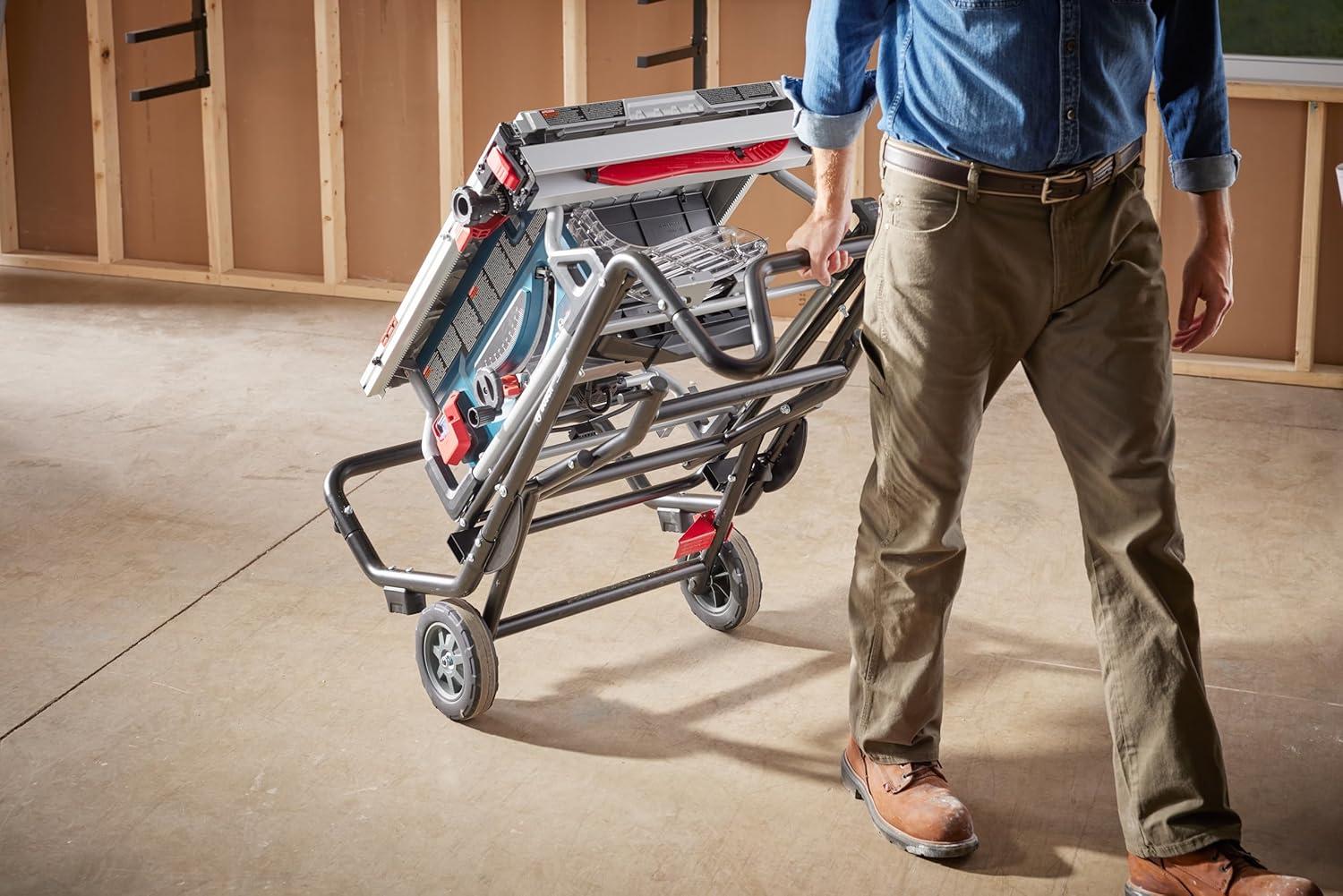 imageBOSCH GTS1510 10 Inch Portable Jobsite Table Saw with GravityRise Wheeled Stand 15 Amp 3218 Inch Rip Capacity 4 HP