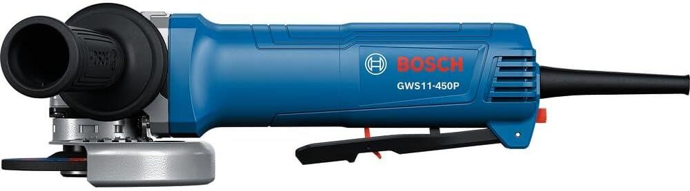 imageBOSCH GWS11450P 4 In Ergonomic Angle Grinder 11Amp Motor AntiVibration Handle Adjustable Guard KickBack Control Ideal for Metal and Concrete Applications