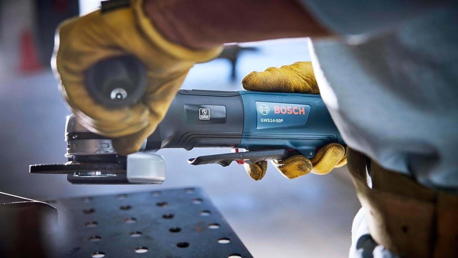 imageBOSCH GWS1450P 5 In Angle Grinder with LockOn Paddle Switch Complete Set for Versatile Grinding and Cutting