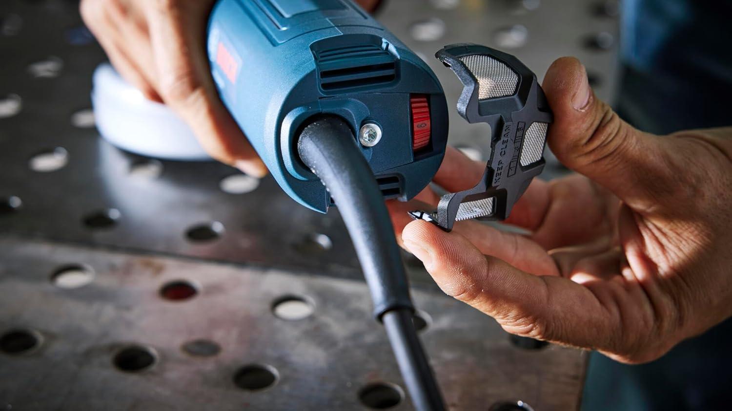 imageBOSCH GWS1450P 5 In Angle Grinder with LockOn Paddle Switch Complete Set for Versatile Grinding and Cutting