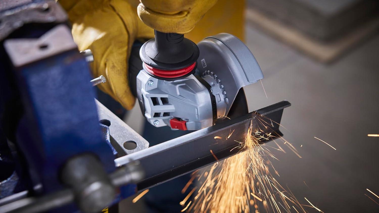 imageBOSCH GWS1450P 5 In Angle Grinder with LockOn Paddle Switch Complete Set for Versatile Grinding and Cutting