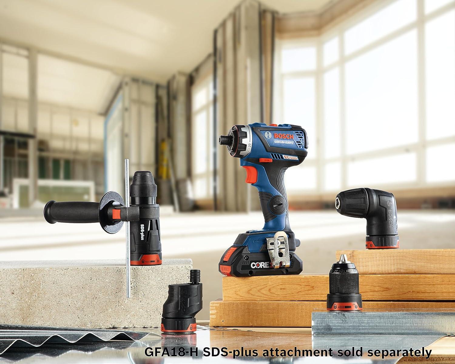 imageBOSCH GXL18V270B22 18V Brushless 2 Tool Combo Kit with 5in1 Flexiclick Cordless Drill Driver and StarlockPlus Oscillating Multi Tool Tool Set Includes CORE18V Battery Charger amp Attachments