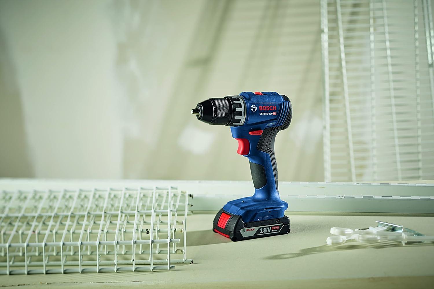 imageBOSCH GXL18V27B22 Power Tool Combo Kit 18V Brushless Compact 12 In Cordless Drill Driver and 14 In Hex Impact Driver Includes Two 20Ah Batteries 18V Charger and Carrying Tool Bag